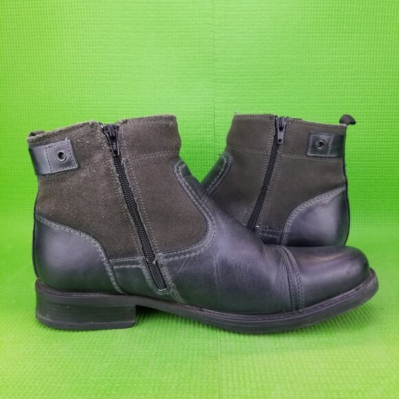 ✅The Alfani BRUTE Men’s 10.5M Blue/Grey Leather Cap Toe Side Zip Ankle Boots - Picture 10 of 11